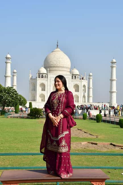 From Delhi: Sunrise Taj Mahal & Agra Tour with 5</em> Lunch – Getting into the Taj Mahal: what express entry actually buys you’ /><br />
“Skip-the-line” is one of those phrases that can sound marketing-y. Here, the real value is <strong>separate-entrance access</strong> tied to an express entry ticket.</p>
<p><p>When you cut entry friction, you gain two things:</p>
</p>
<ul>
<li>more time where it counts (at the monument), and</li>
<li>less stress so you can focus on photos and details.</li>
</ul>
<p><p>A good guide makes the difference, too. Riyaz is repeatedly praised for guiding people smoothly through entry and around the sights, with explanations that don’t run too short or too long. The goal isn’t to flood you with facts—it’s to help you feel confident as you walk.</p>
</p>
<p><p>The Taj Mahal visit time is about <strong>3 hours</strong> in total for guided sightseeing. That gives you enough room to take a few deliberate photo stops, then wander without feeling like you’ll miss the next “must-see” moment.</p>
</p>
<h2 id="photo-opportunities-at-sunrise-how-to-get-your-best-angles">Photo opportunities at sunrise: how to get your best angles</h2>
<p><img width="900" height="507" decoding="async" src=