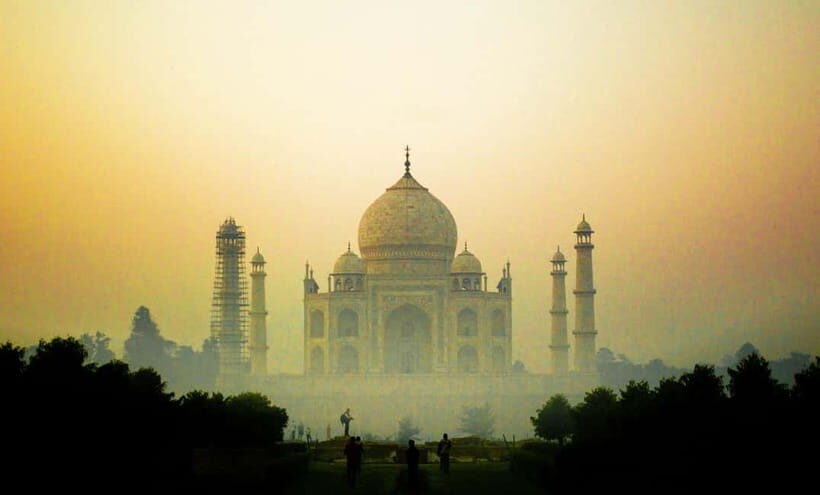 Full-Day Tour of Agra with Sunrise & Sunset at Taj Mahal - Mehtab Bagh at Sunset: The Aligned View Across the Yamuna